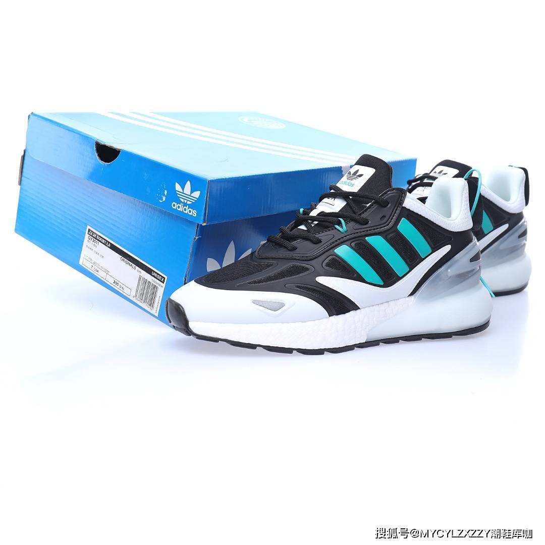 系列 阿迪达斯Adidas ZX 2K Boost 2.0低帮复古休闲运动百搭跑鞋高频黑白绿 GY3511