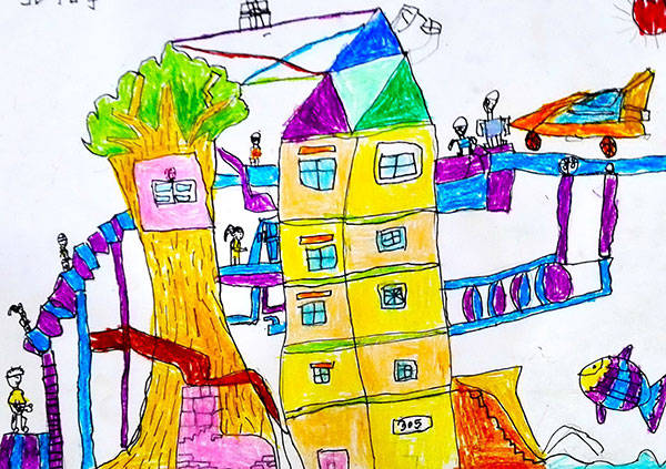 《少儿画苑》儿童画—童心妙笔绘最半岛体育美家乡！(图1)