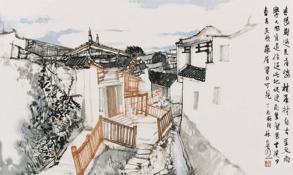 林容生写意青绿山水画与传统文人画一脉相通