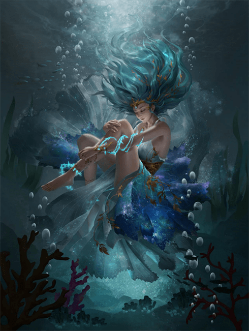 的鱼群里,一场隐秘美好的幻梦随水波扬起,一曲塞壬的诅咒之歌轻轻唱诵
