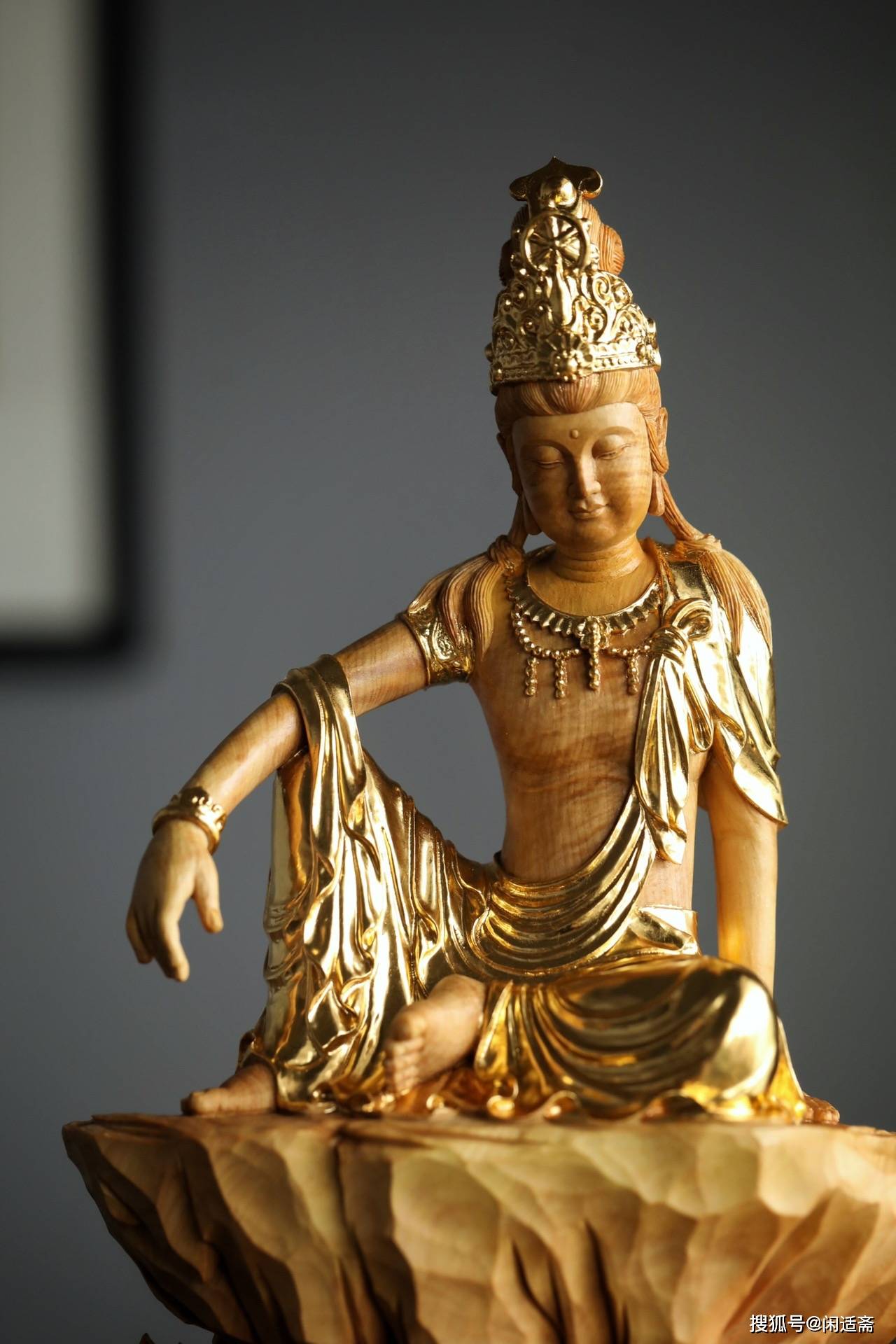 自在无碍,黄杨木雕,观自在菩萨像_观音_线条_众生