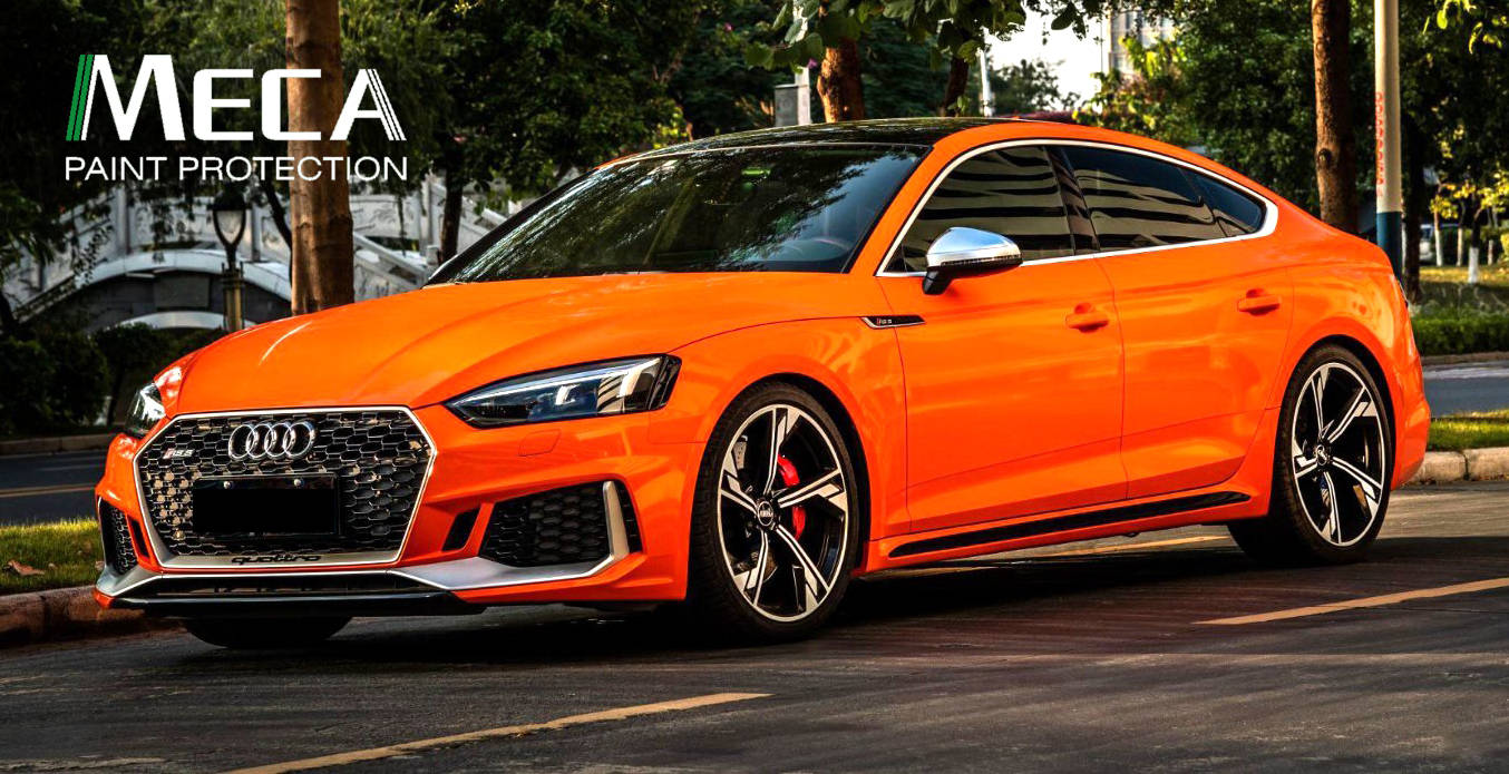 美加汽车贴膜旗舰店选择了白金烈焰橙,跳跃的橙色将沉闷的黑色瞬间