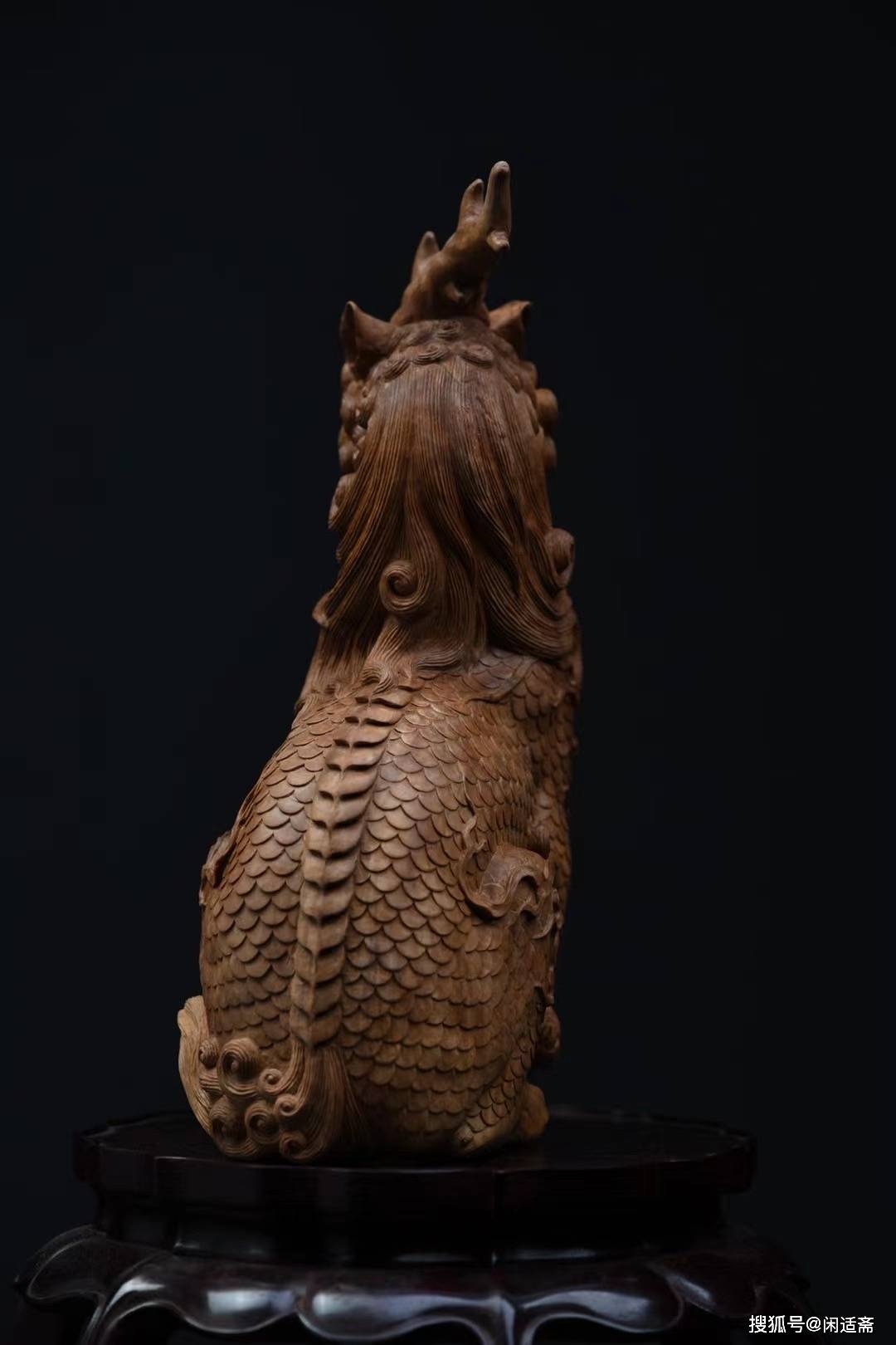 原创镇宅瑞兽老山檀香木雕甪端神兽