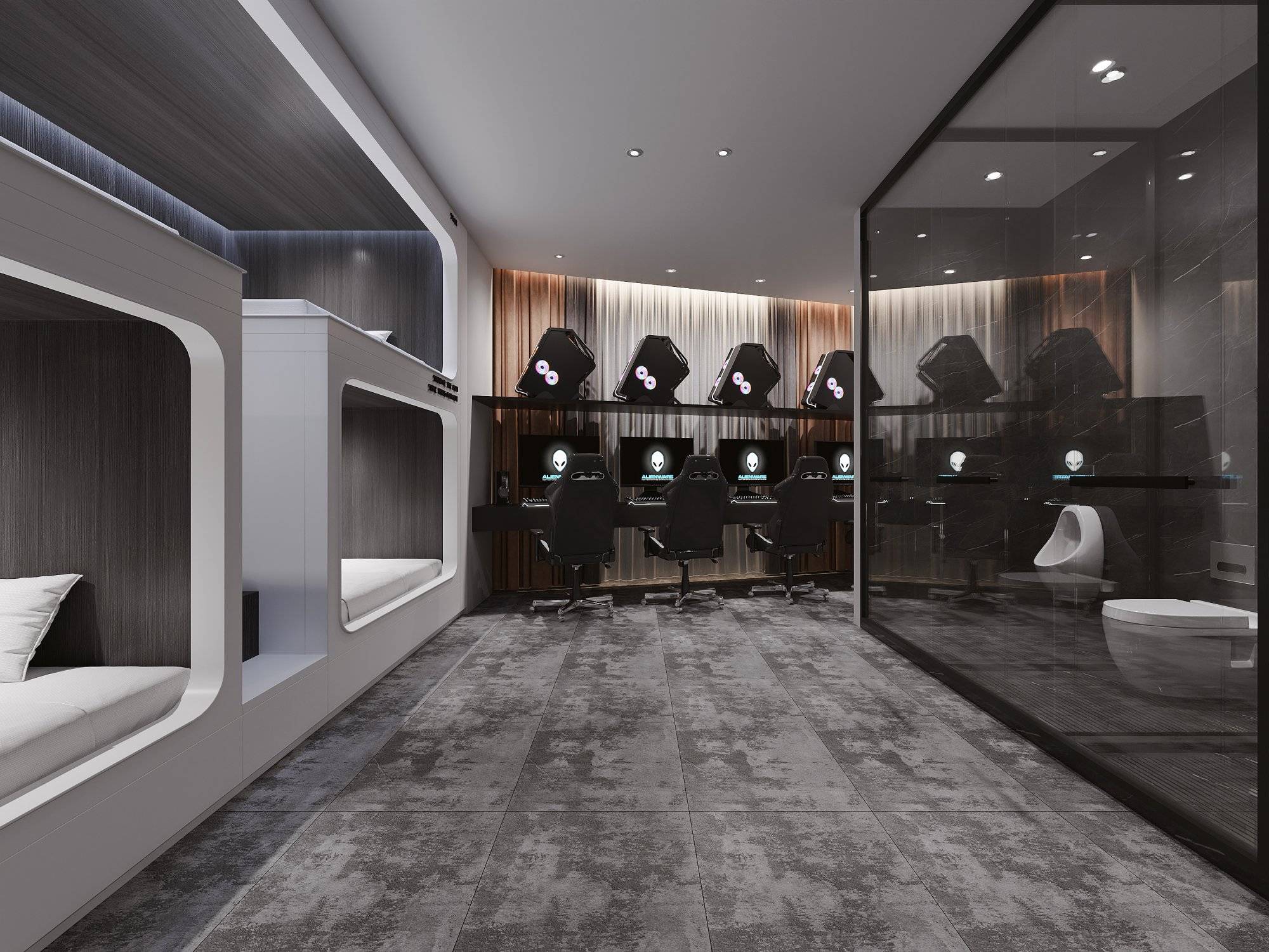 效果图电竞酒店大床房效果图电竞酒店标间效果图电竞酒店竞技区效果图