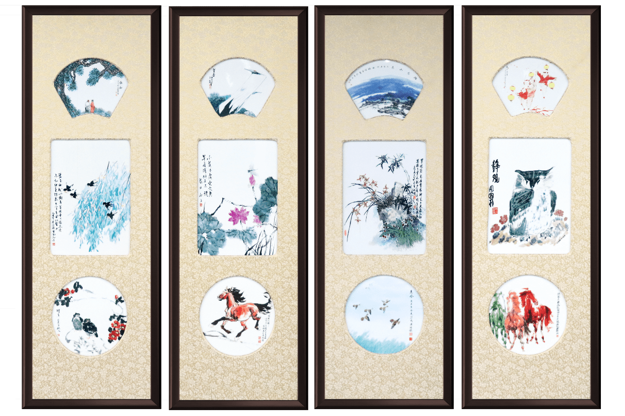 《千秋福运》十二宗师瓷板画四条屏,史诗巨作,全球首发!