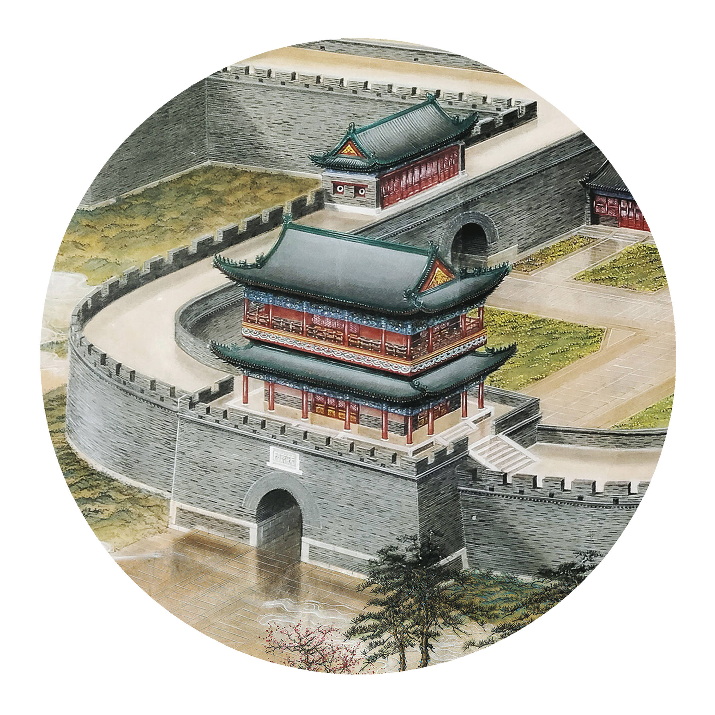 巩华城界画寒江的工笔界画作品扶京门