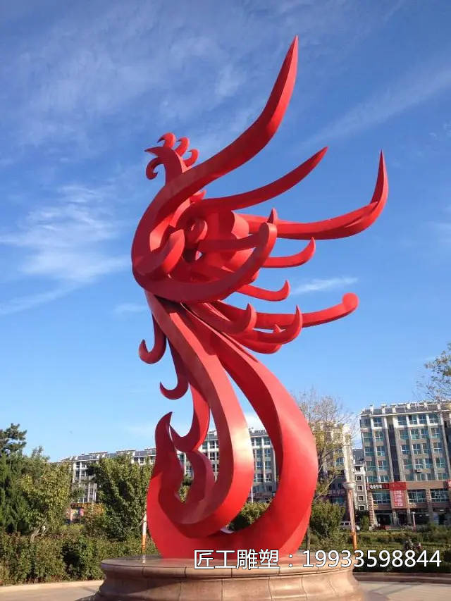 不锈钢凤凰雕塑 不锈钢抽象火凤凰雕塑