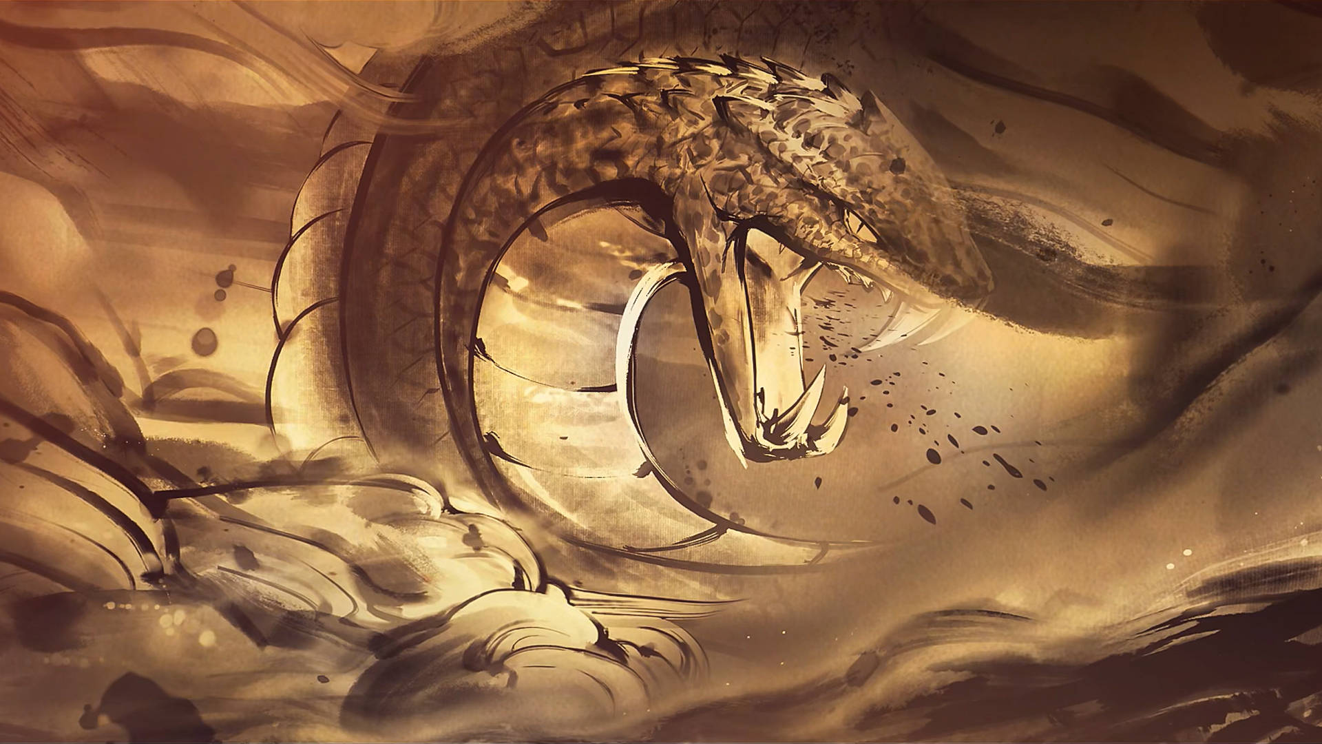 动漫斗破苍穹高清水墨画蛇人族被人类逼入塔戈尔大沙漠