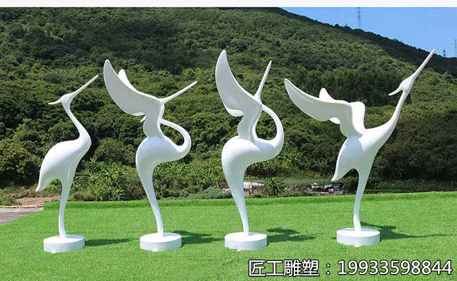 抽象仙鹤雕塑不锈钢抽象鹤雕塑不锈钢动物鸟雕塑丹顶鹤雕塑