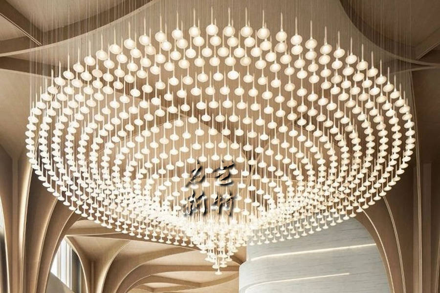 售楼部沙盘矩阵造型吊灯量身定制完美呈现_设计_灯具_客户
