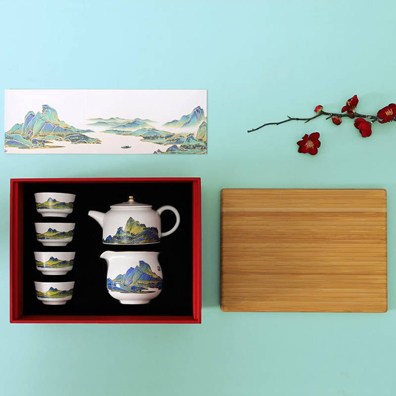 千里江山图办公杯&国潮文创礼品衍生品茶杯保温杯礼盒装泡茶盘茶具