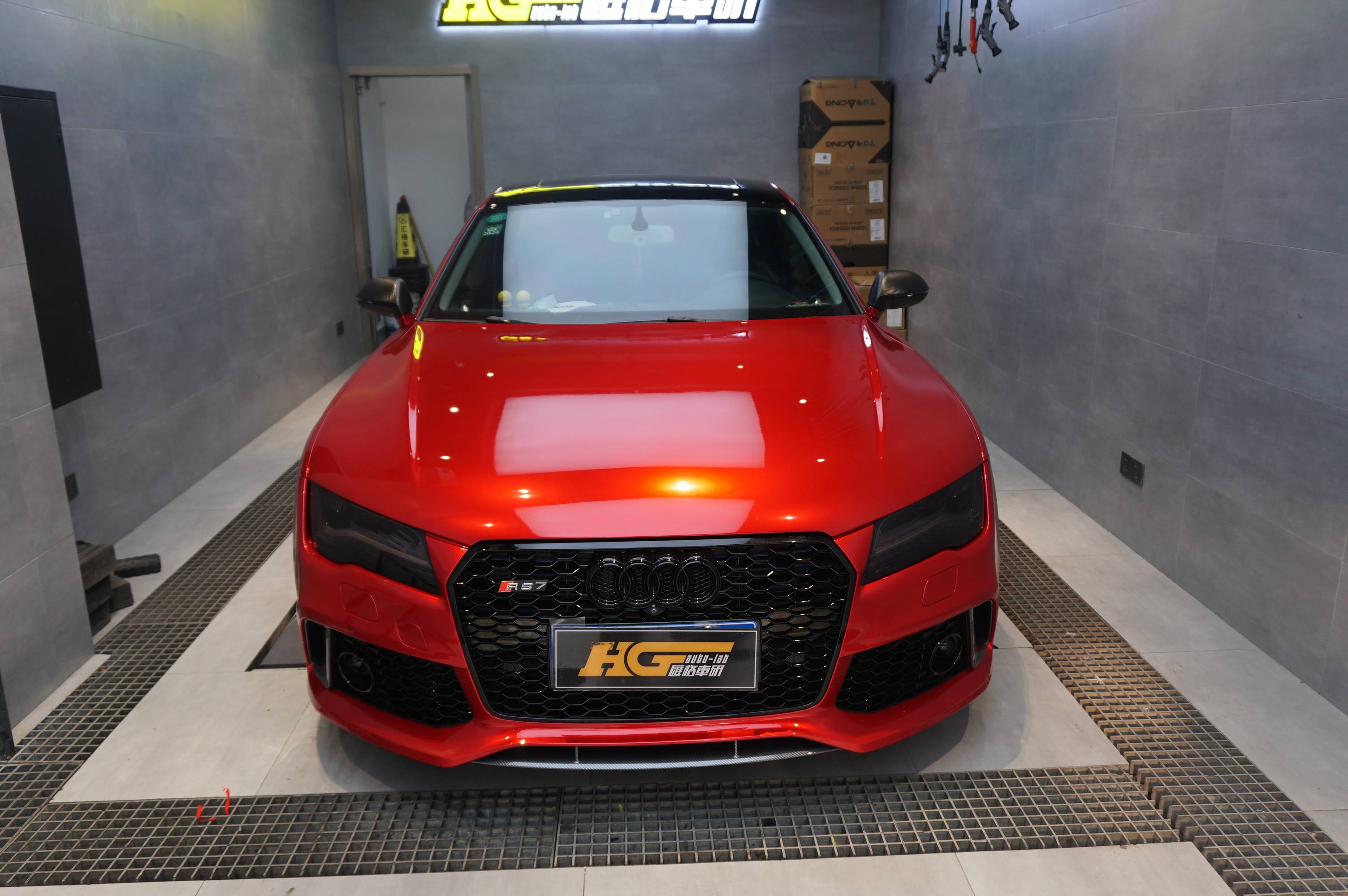 长沙汽车改色贴膜 奥迪rs7改色水晶烈焰红 长沙汇格车研_搜狐汽车