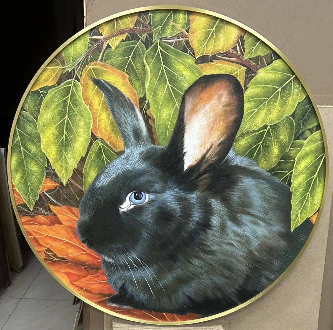 "兔闻花香—兔年画兔说兔"晏子油画作品欣赏_兔子_布面_创作