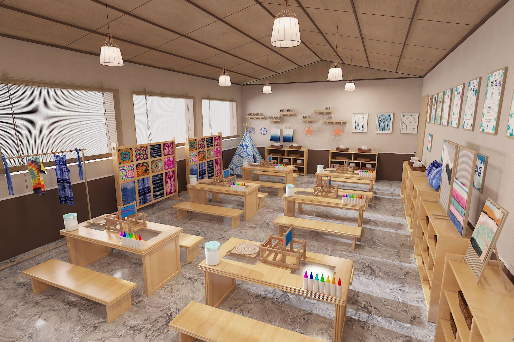 扎染,给园所多了一抹色彩!_作品_艺术_蓝靛