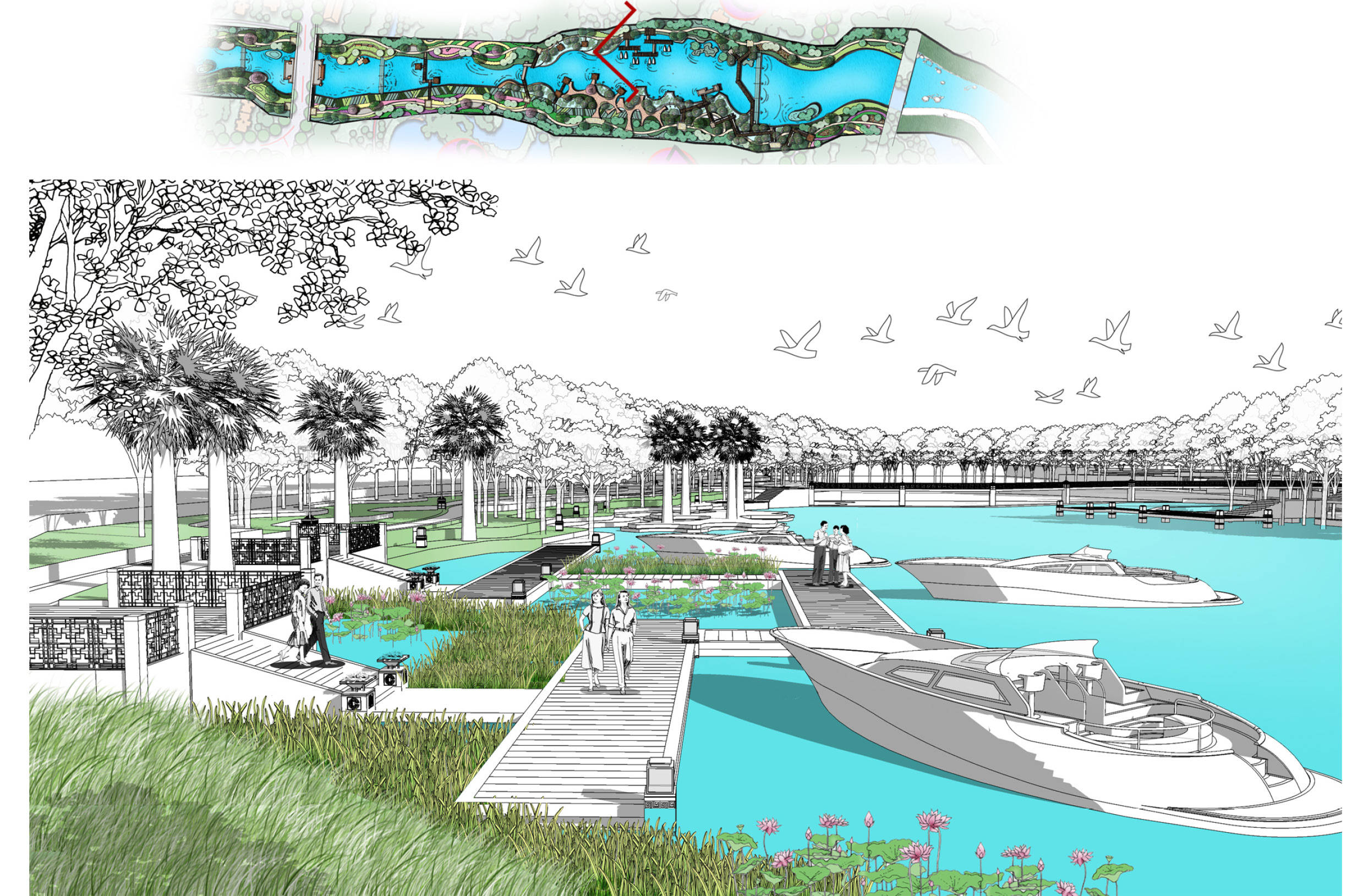 西安汤峪河生态景观设计效果图