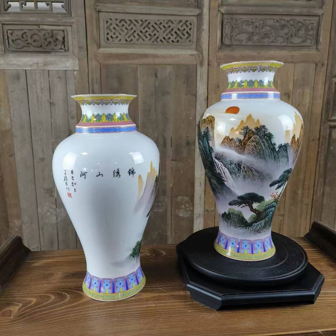 王锡良大师遗作 盛世江山对瓶