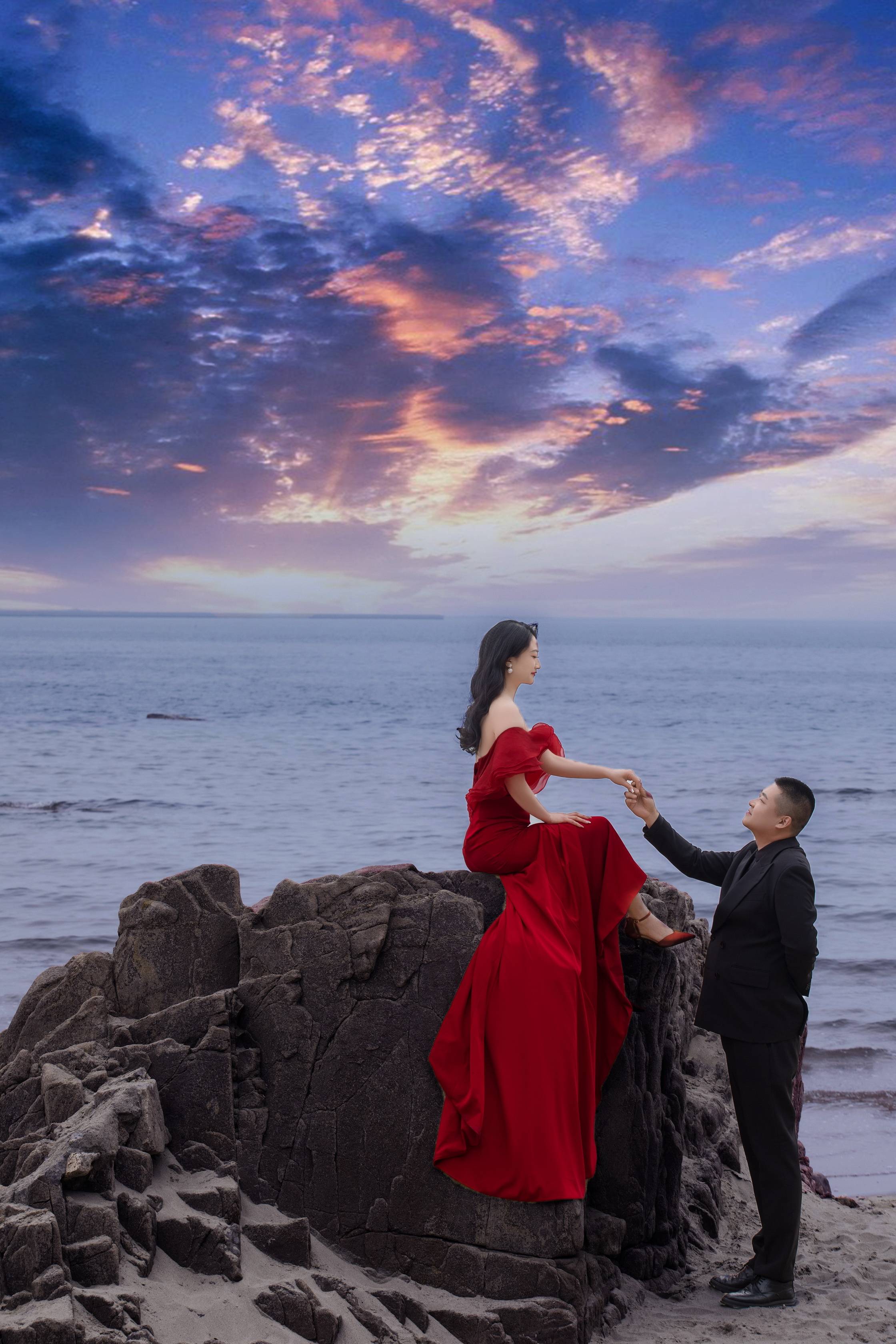 4.14海边礁石婚纱照客照分享
