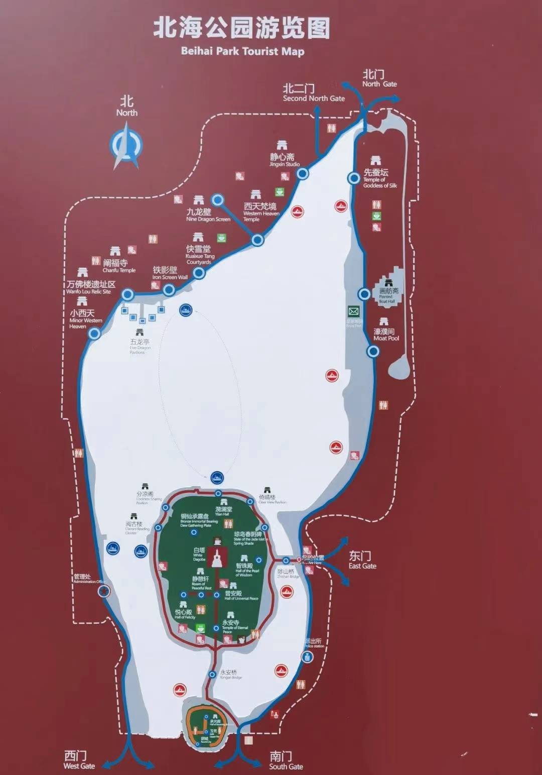 北海公园游览路线图片