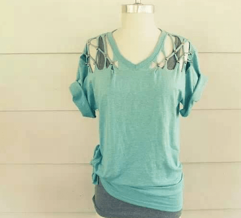 夏天旧t恤简单改造变新衣,旧物改造时尚_旧衣服_儿童_长度