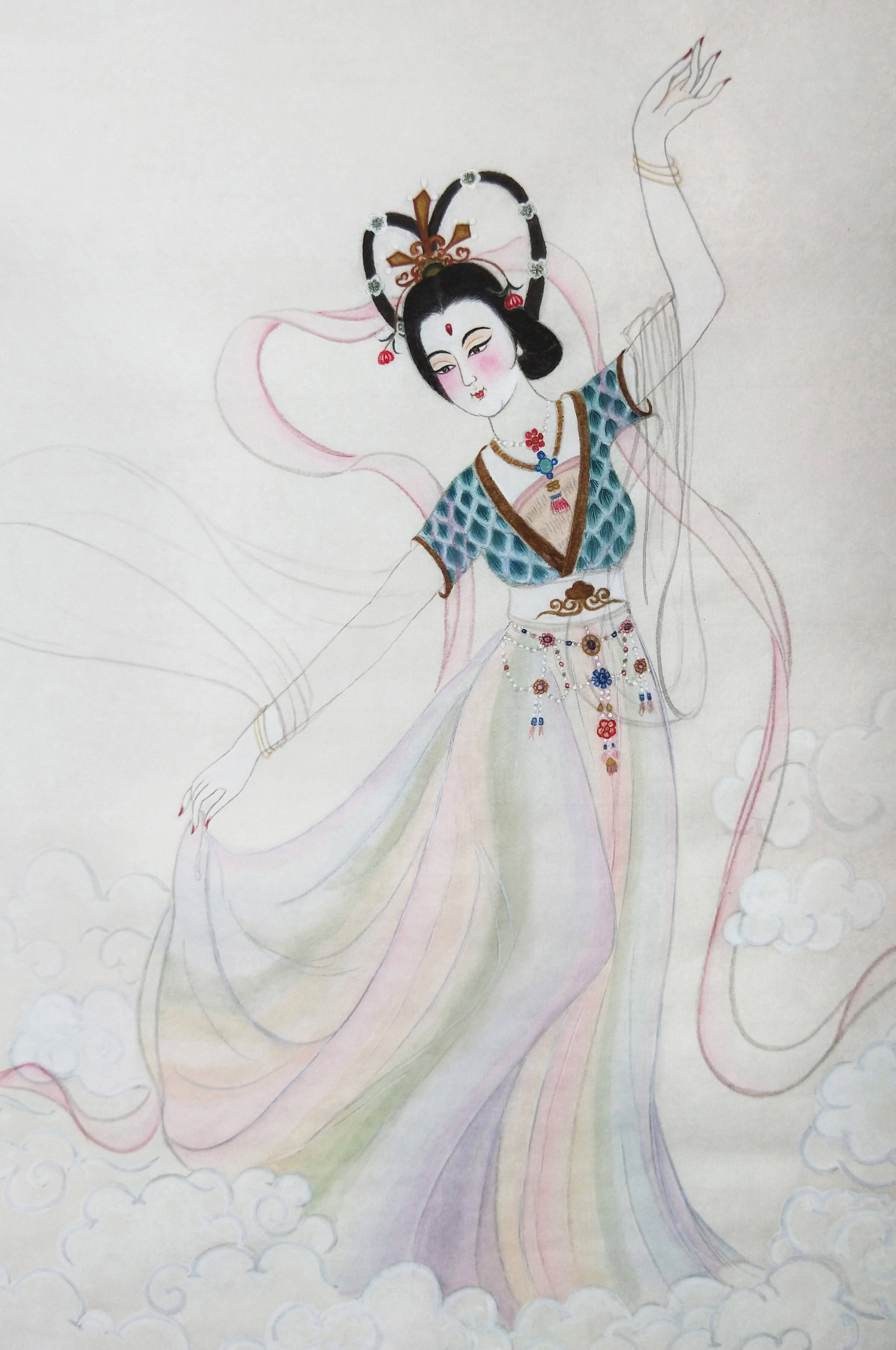霓裳羽衣舞图(黄丽燕国画工笔画人物画)_cm_局部_仙子