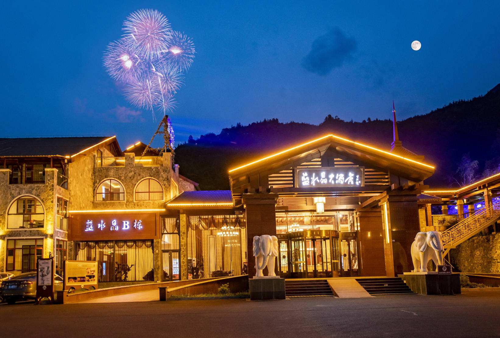 雅安天全喇叭河风景区蓝水晶景点夜景迷人_四川省_旅游_杜鹃