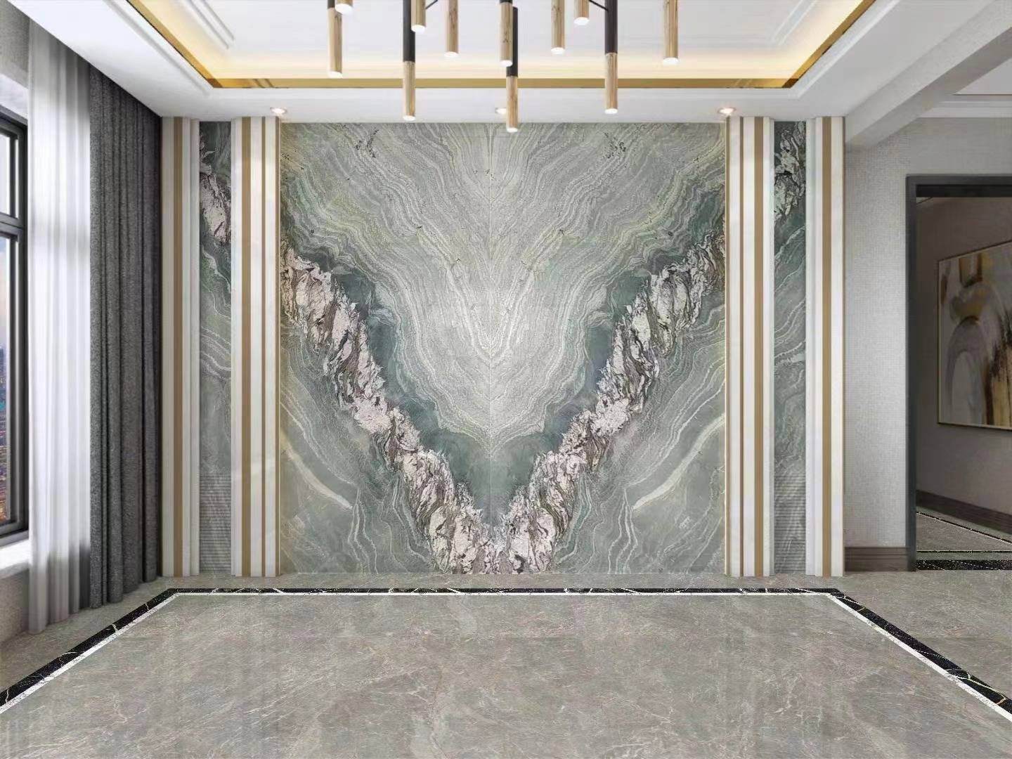 皇家翡翠奢石背景墙:与自然融为一体,点亮你的家!