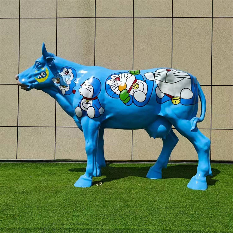 玻璃钢彩绘牛雕塑 卡通造型_艺术_产品_工艺