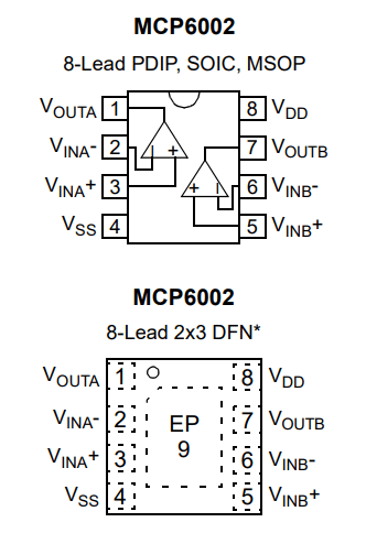 mcp6002-i/sn运算放大器原装规格参数及引脚功能_典型_电压_信号
