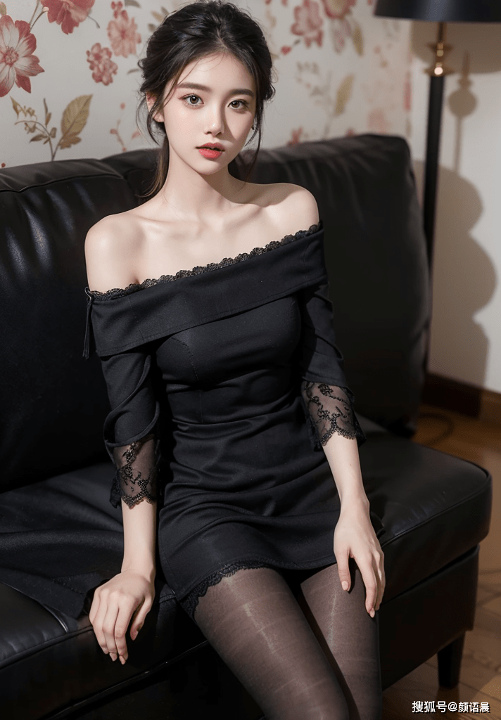 高清美女壁纸:身着黑色蕾丝连衣裙的黑丝长腿美人,诱人至极!