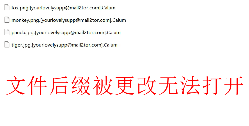 遭遇.[yourlovelysupp@mail2tor.com].Calum勒索病毒攻击下的数据恢复