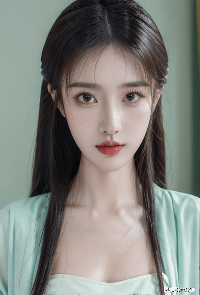 美女壁纸:肤若凝脂的古风美人,浅绿色宋装的妩媚_身材_小姐_图片