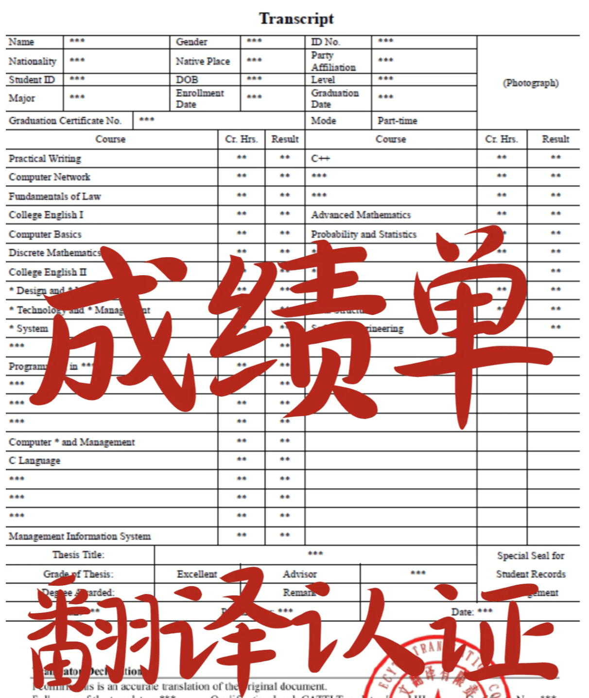 大学成绩单盖章图片