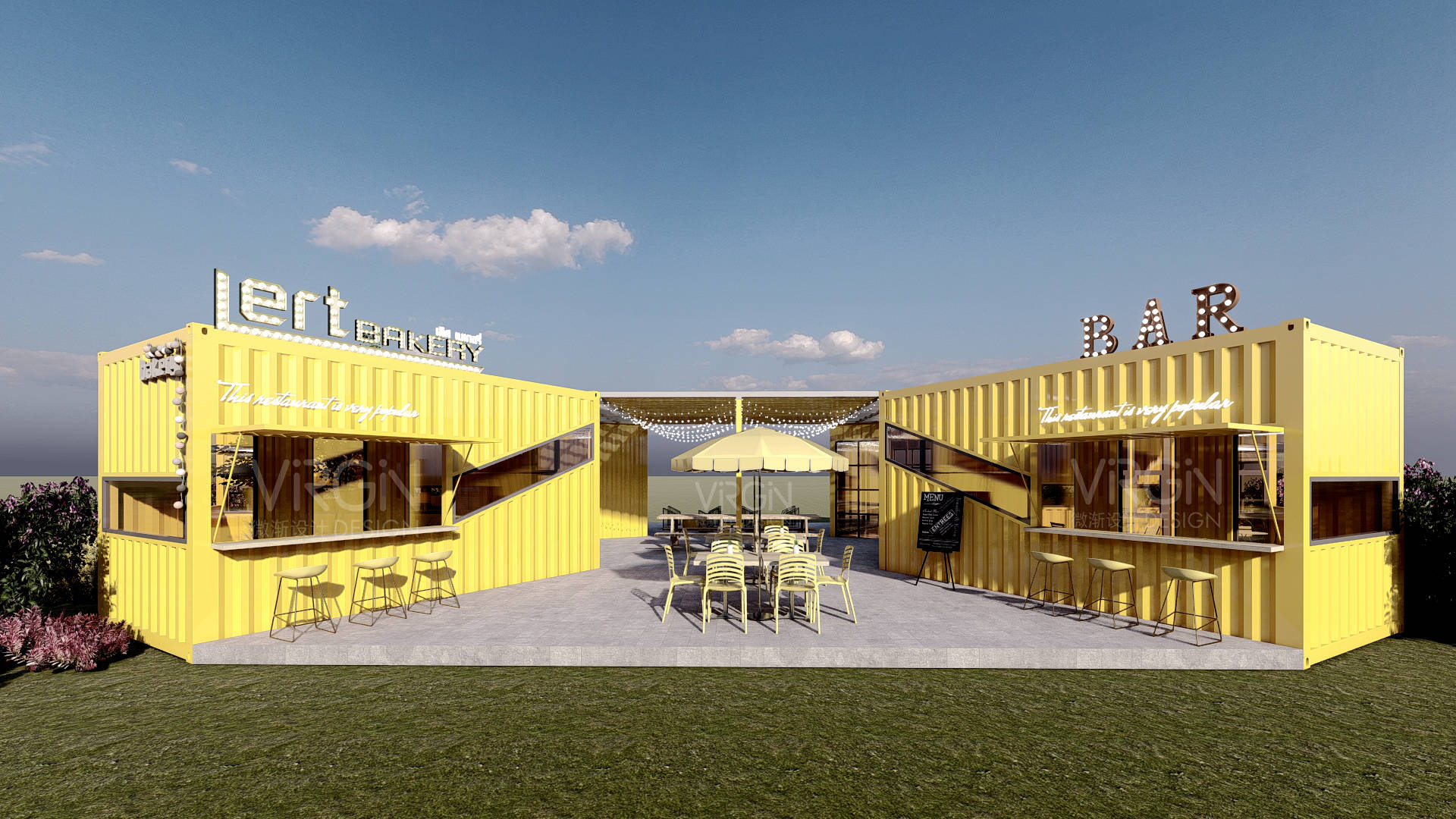 集装箱建筑崭新商业典范引领城市发展_黄色_活力_休闲