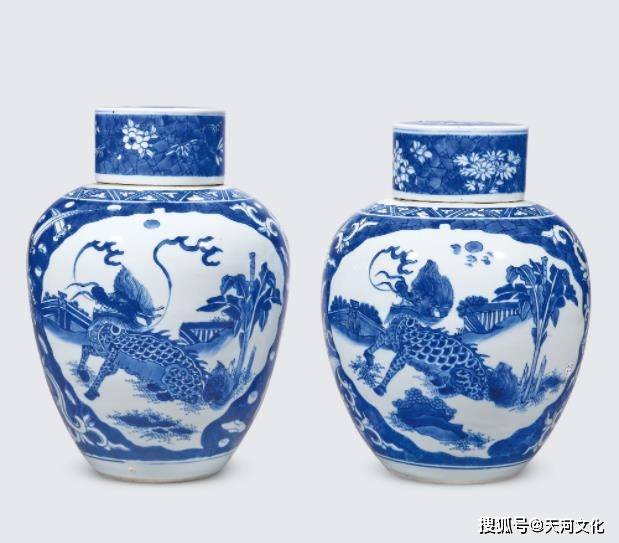 An inscribed blue and white 'figural' vase, Qing dynasty