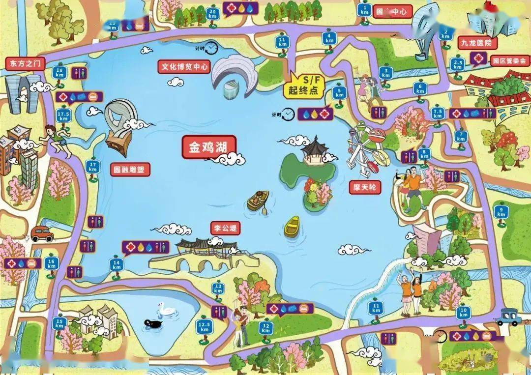 金鸡湖跑道线路图图片