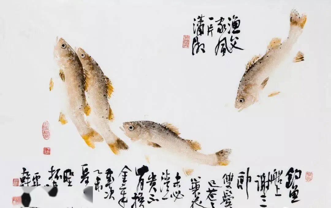 (以上为中国鱼拓协会理事卢圣贵鱼拓作品)(以上为日本鱼拓艺术家星野