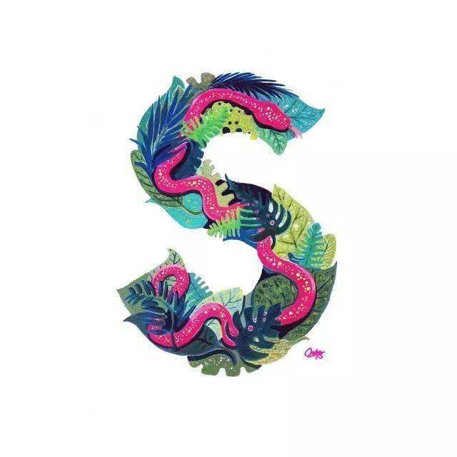 手绘英文字母插画