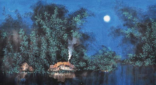如此夜色浓郁的国画,还真是少见