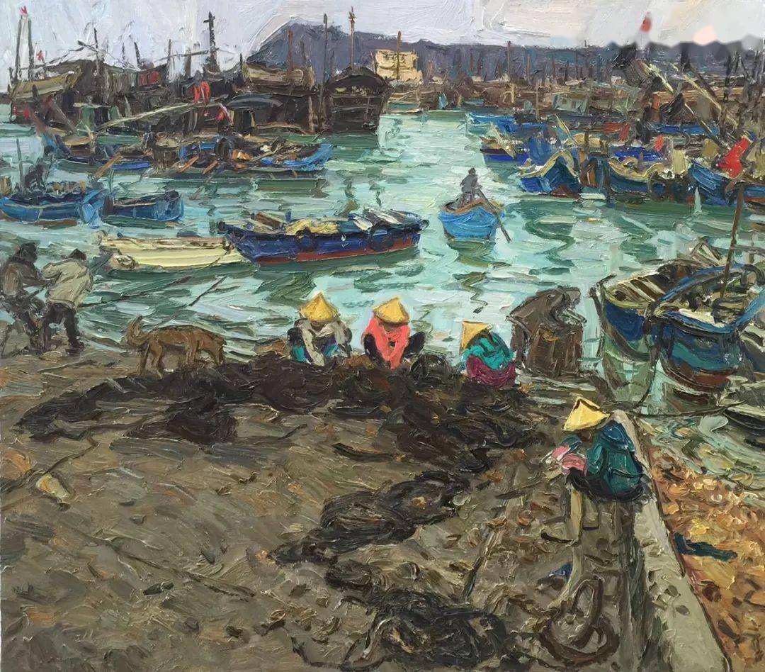 《渔港 布面油画 100x84cm 研究方向:当代油画研究 指导教师:孙景波