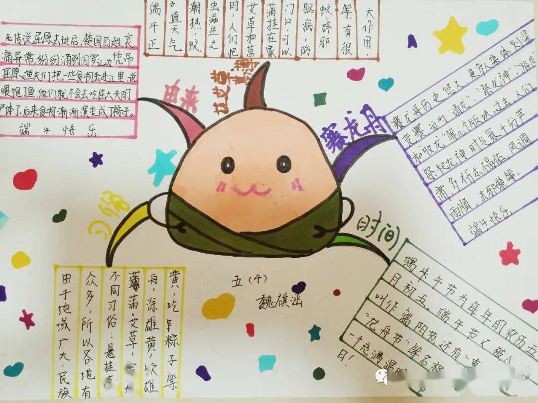 五年级和六年级的队员们绘制了"端午节思维导图".