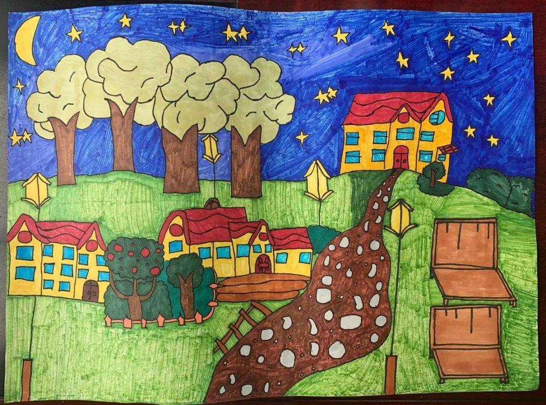小学生画我的家乡图画图片