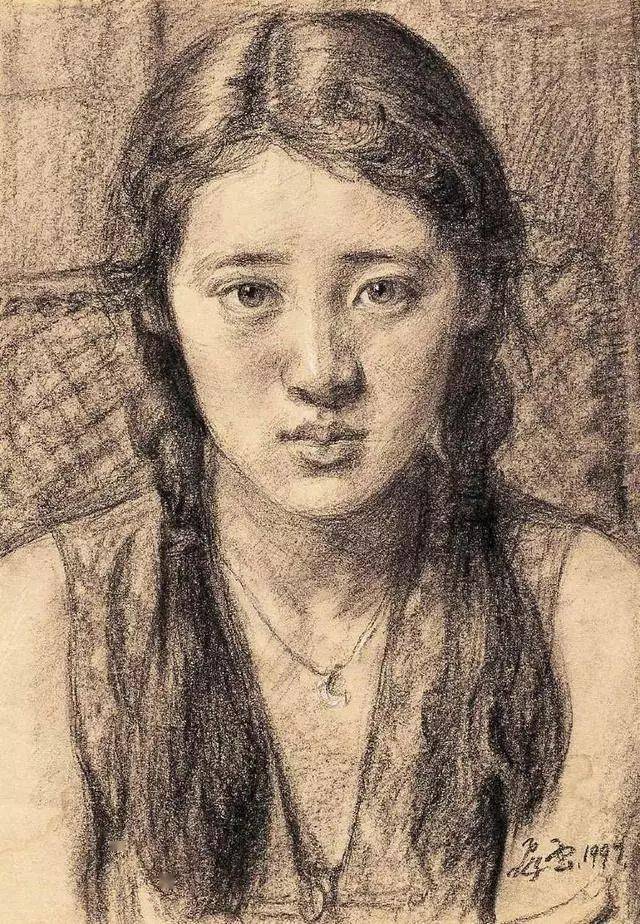杨飞云画了许多妻子的画作其中这六福画最为出名其中三幅是肖像第一幅