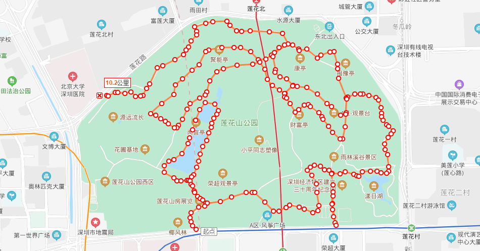 香蜜幸福路(香蜜公园绿道)香蜜公园园内绿道总长约6公里香蜜公园是将