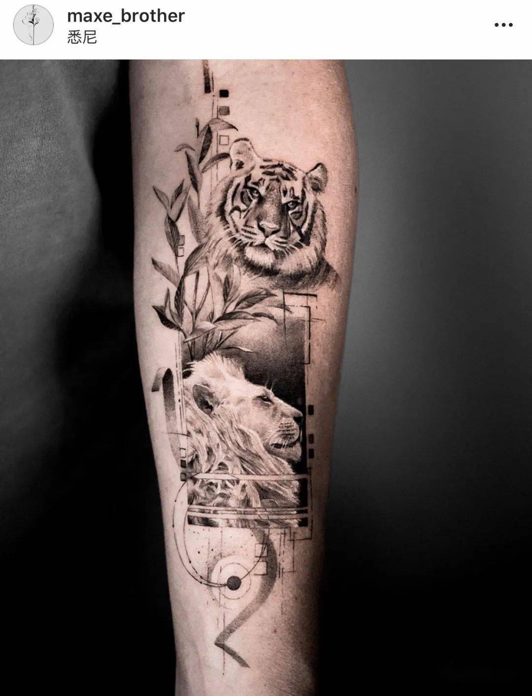 smrzhao纹身推荐第240期黑白动植物肖像单针几何写实精致花臂