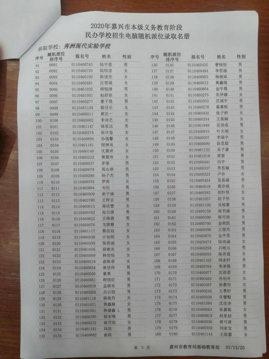 嘉兴民办学校摇号名单揭晓