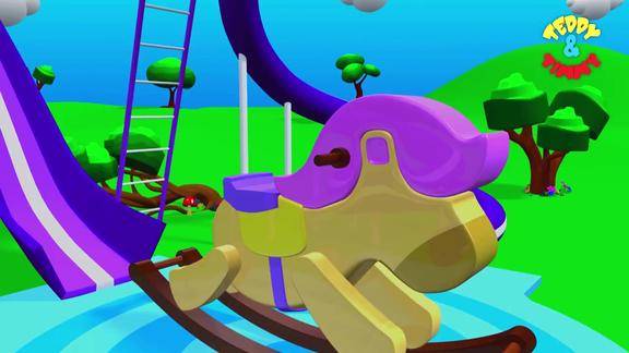 英文益智早教动画动手组装游乐场的新玩具摇摇马学英文