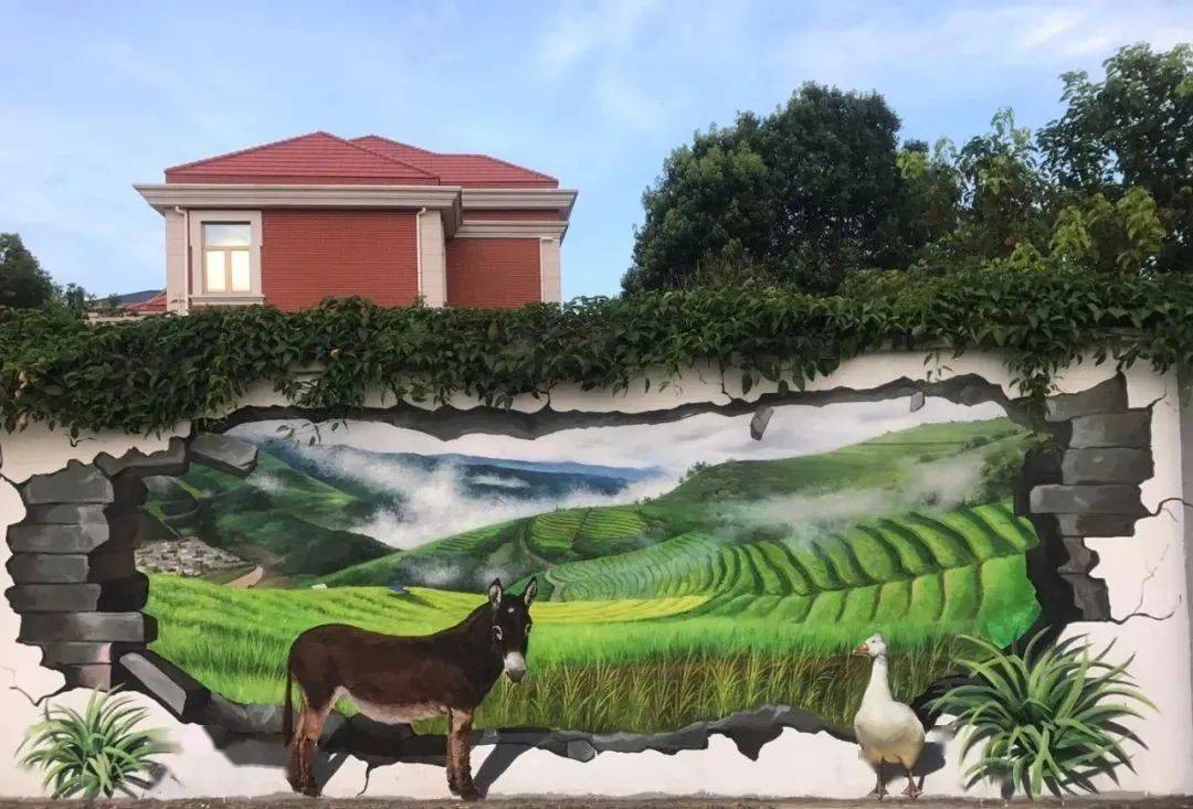 3d立体画跳上农家围墙福清这个村好会玩