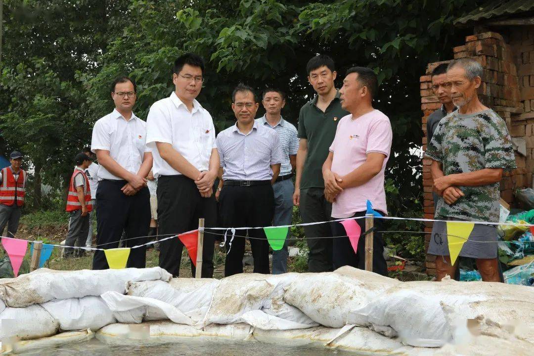 县委书记,县长,县防汛抗旱指挥部指挥长韩旭到白螺镇观音洲村指导险情