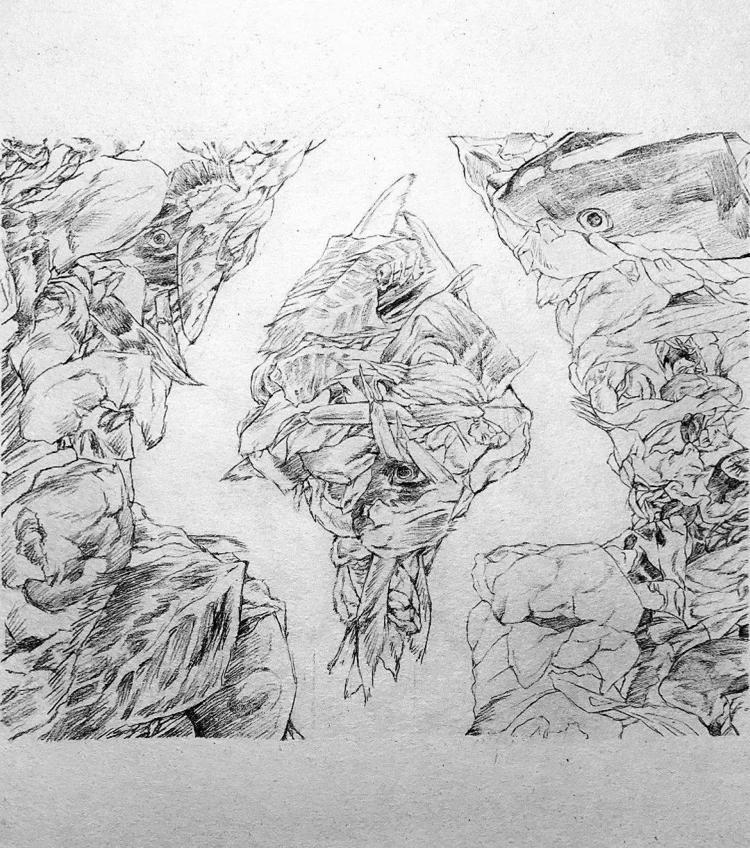 垃圾》张雨茜 铅笔画《环保积分》邱阳 水粉画《垃圾分类》刘子萱