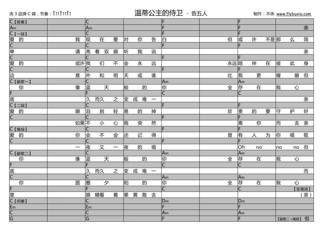 王子公主吉他谱图片